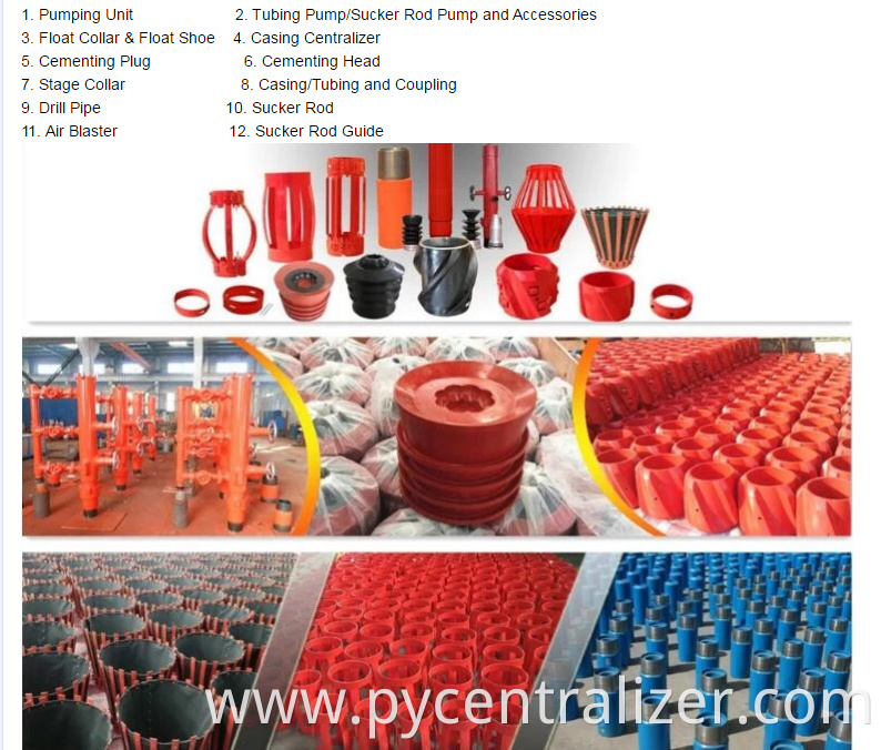 API Standard Cementing Tools Spiral vane steel solid rigid centralizers provide optimum flow area